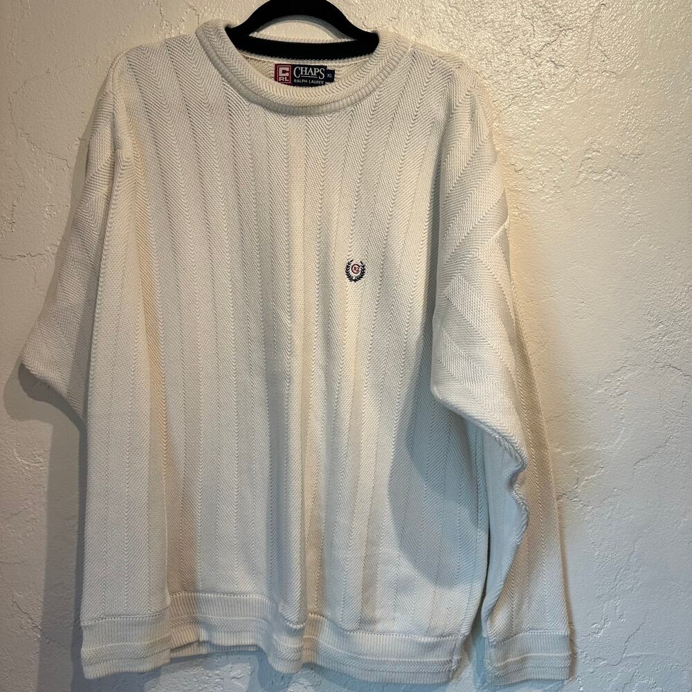 Chaps Ralph Lauren Size XL Sweater Crewneck Made in USA 100% Cotton Vintage